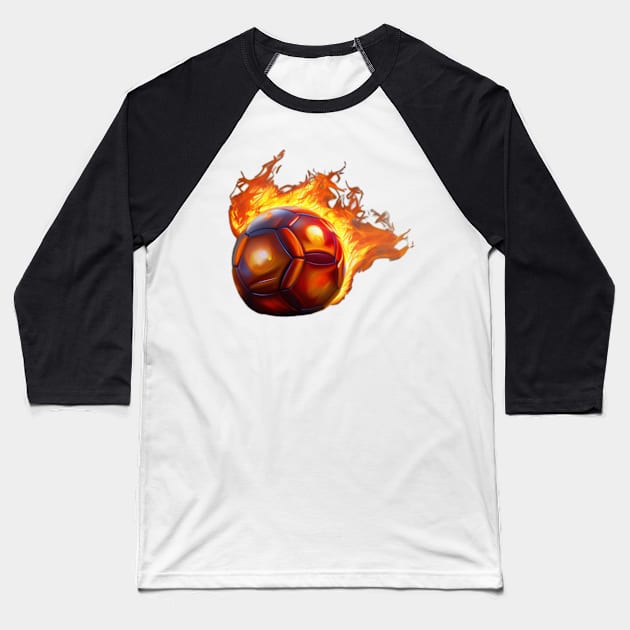 Burning Soccer Ball Baseball T-Shirt by Shadowbyte91